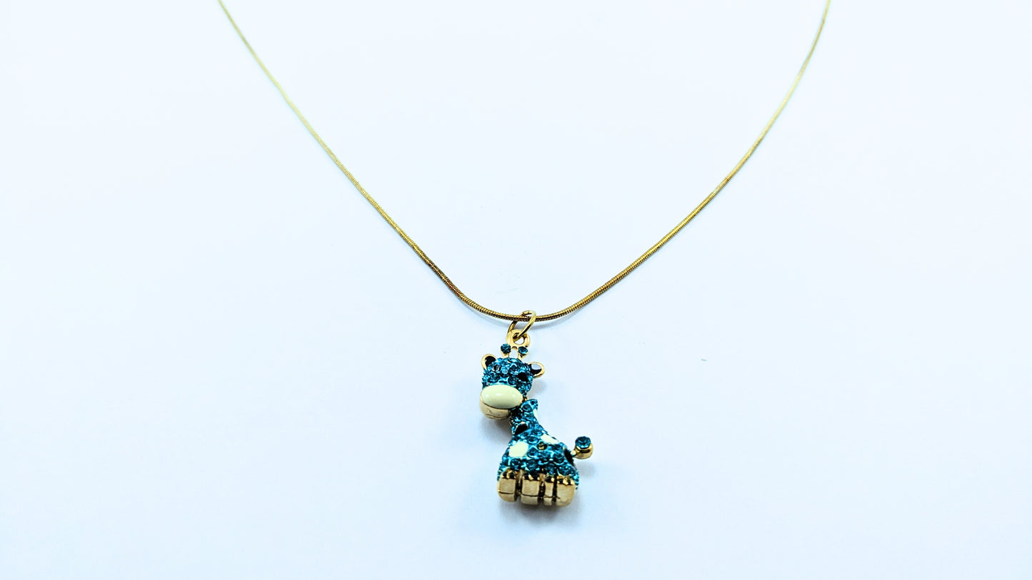 Blue Jewel Giraffe Charm Pendant